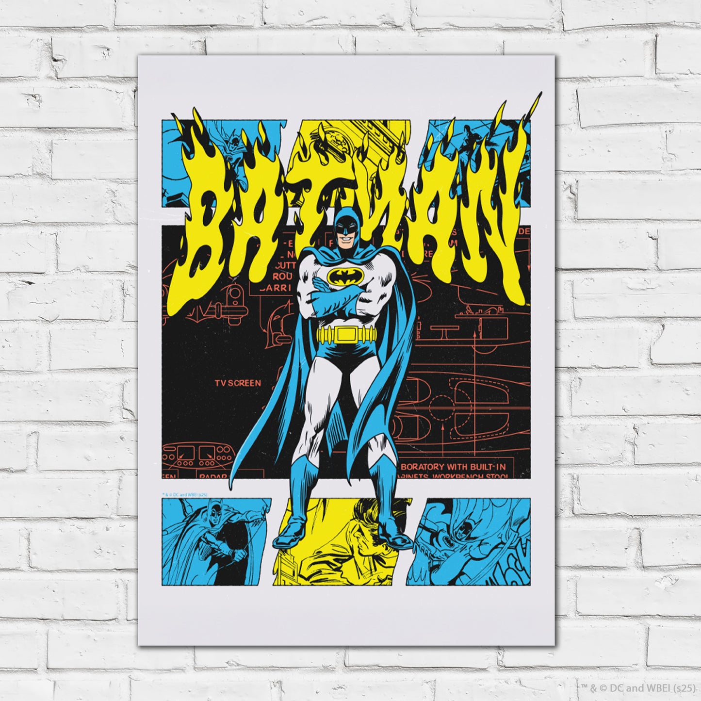 Batman Print – Batman Yellow Flames Poster DC Superhero Art