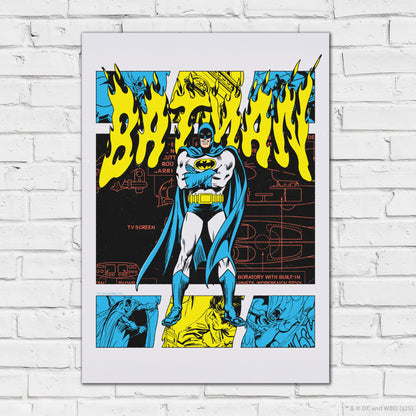 Batman Print – Batman Yellow Flames Poster DC Superhero Art