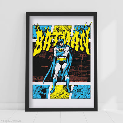 Batman Print – Batman Yellow Flames Poster DC Superhero Art