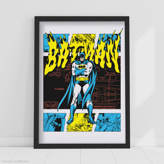 Batman Print – Batman Yellow Flames Poster DC Superhero Art