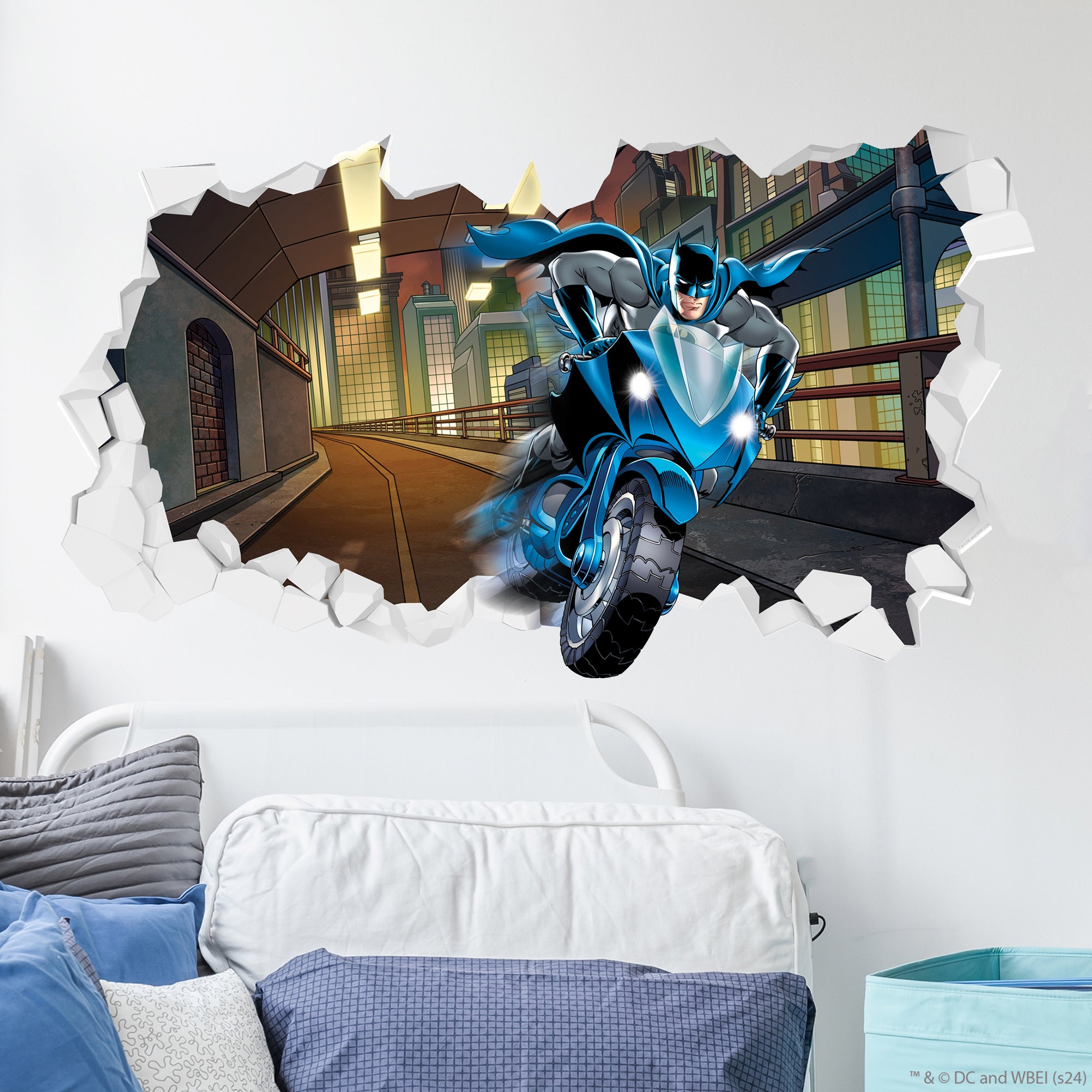 Batman™ Wall Sticker - Riding Bat Bike Broken Wall Decal DC Superhero ...