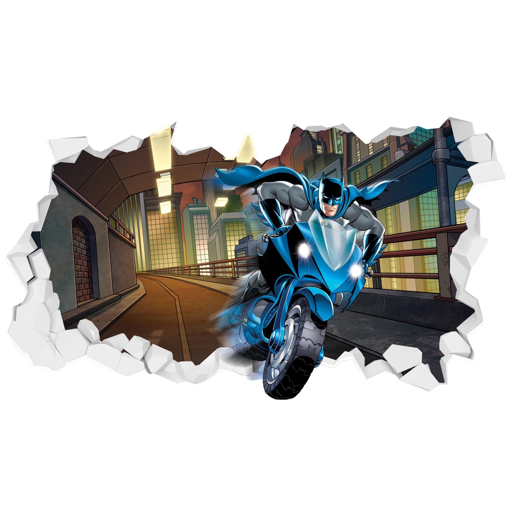 Batman Bikevector Batman™ Wall Sticker - Riding Bat Bike Broken Wall Decal DC Superhero ...