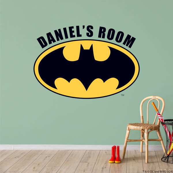 Batman™ Wall Sticker - Logo and Personalised Name Wall Decal DC Superh ...
