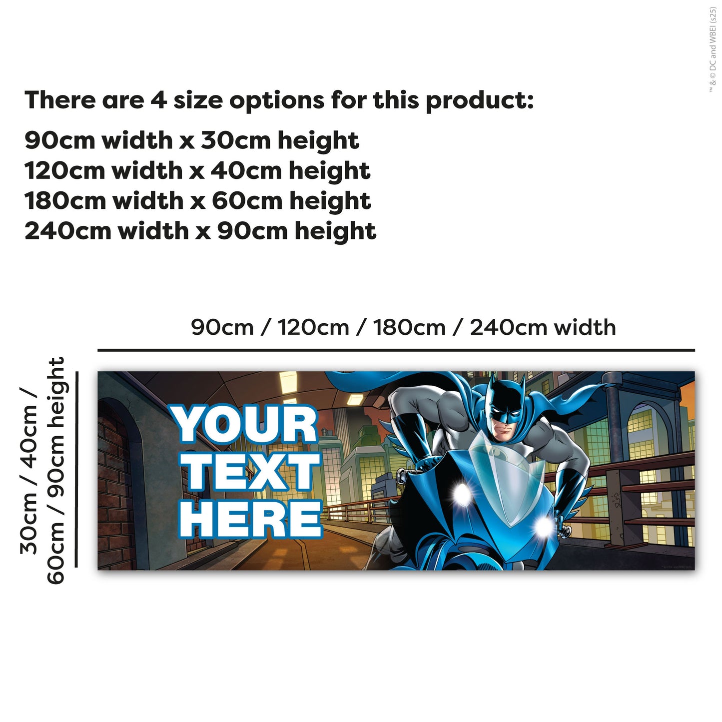 Batman Birthday - Batman On Motorbike Personalised Name Banner Wall Sticker