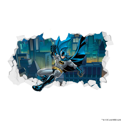 Batman™ Wall Sticker - Batman Swinging Through Broken Wall Decal DC Superhero Art