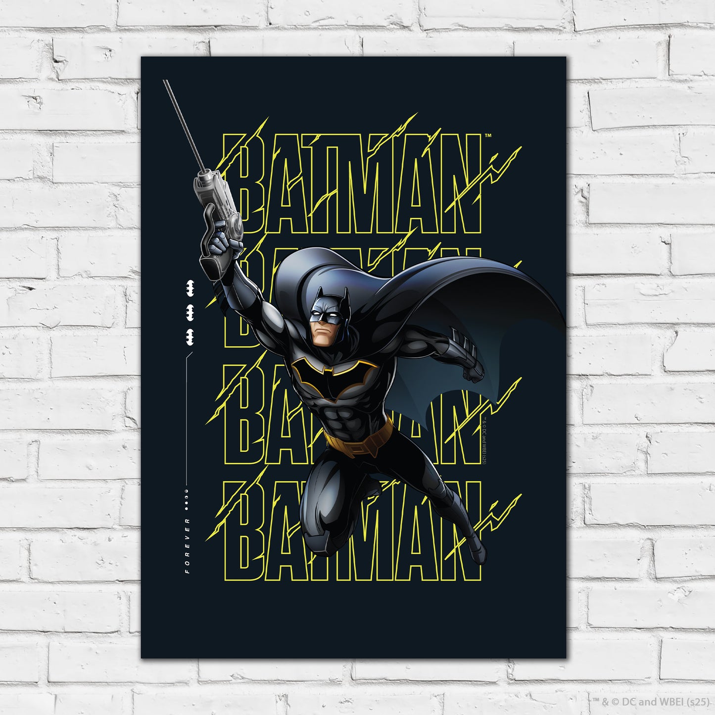 Batman Print – Batman Yellow Repeated Text Poster DC Superhero Art