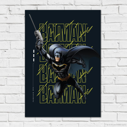 Batman Print – Batman Yellow Repeated Text Poster DC Superhero Art