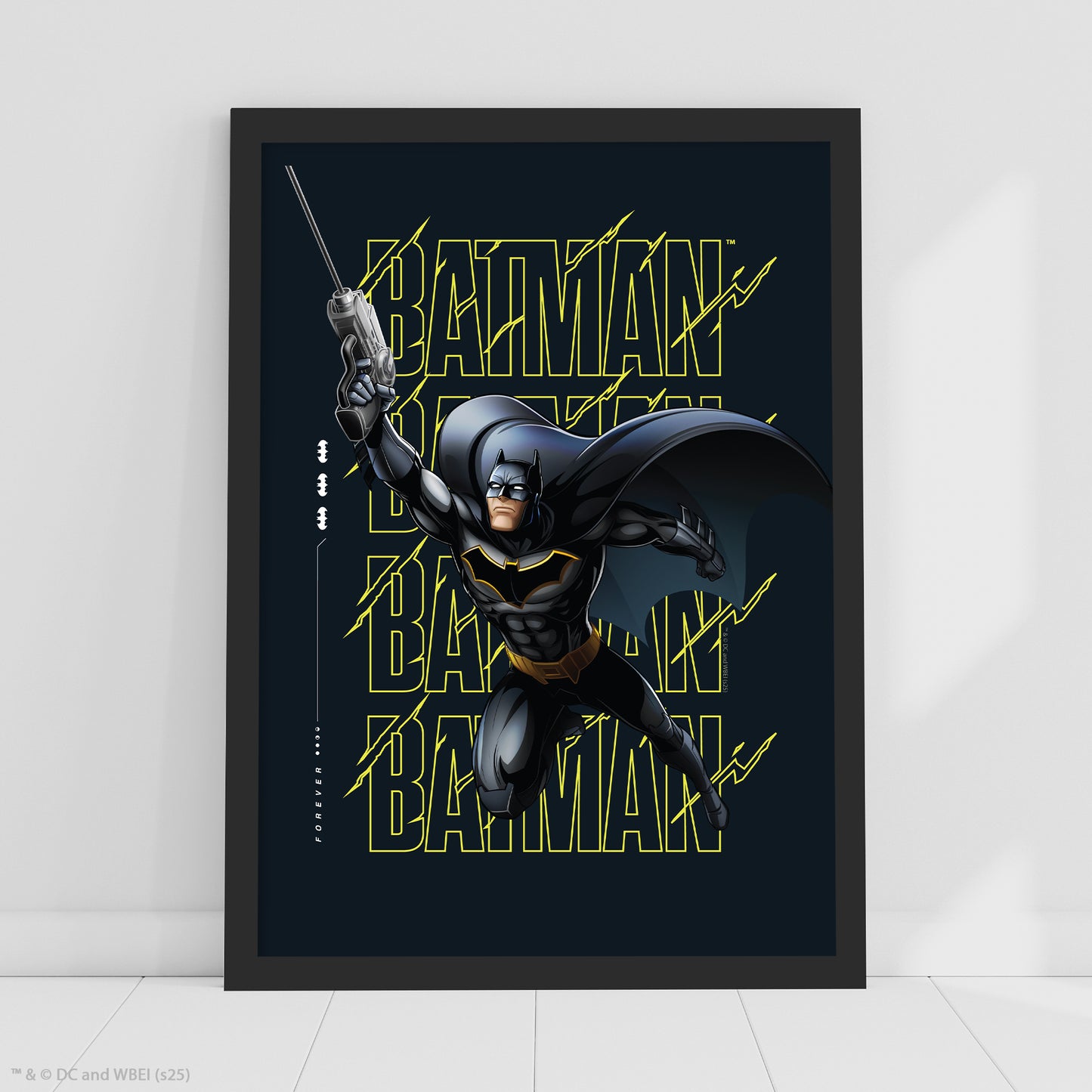 Batman Print – Batman Yellow Repeated Text Poster DC Superhero Art