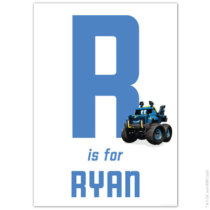 Batwheels™ Print - Buff Personalised Name And Letter Poster Wall Art
