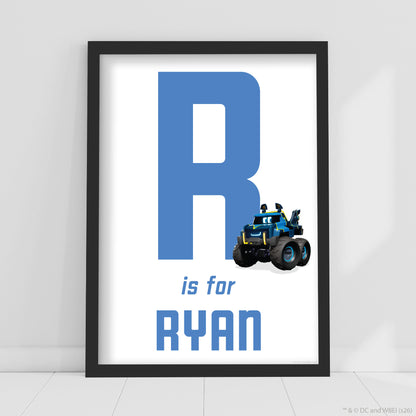 Batwheels™ Print - Buff Personalised Name And Letter Poster Wall Art