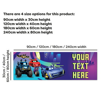 Batwheels™  Birthday - Group Racing In Gotham City Purple Personalised Name Banner Wall Sticker