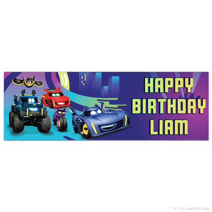 Batwheels™  Birthday - Group Racing In Gotham City Purple Personalised Name Banner Wall Sticker