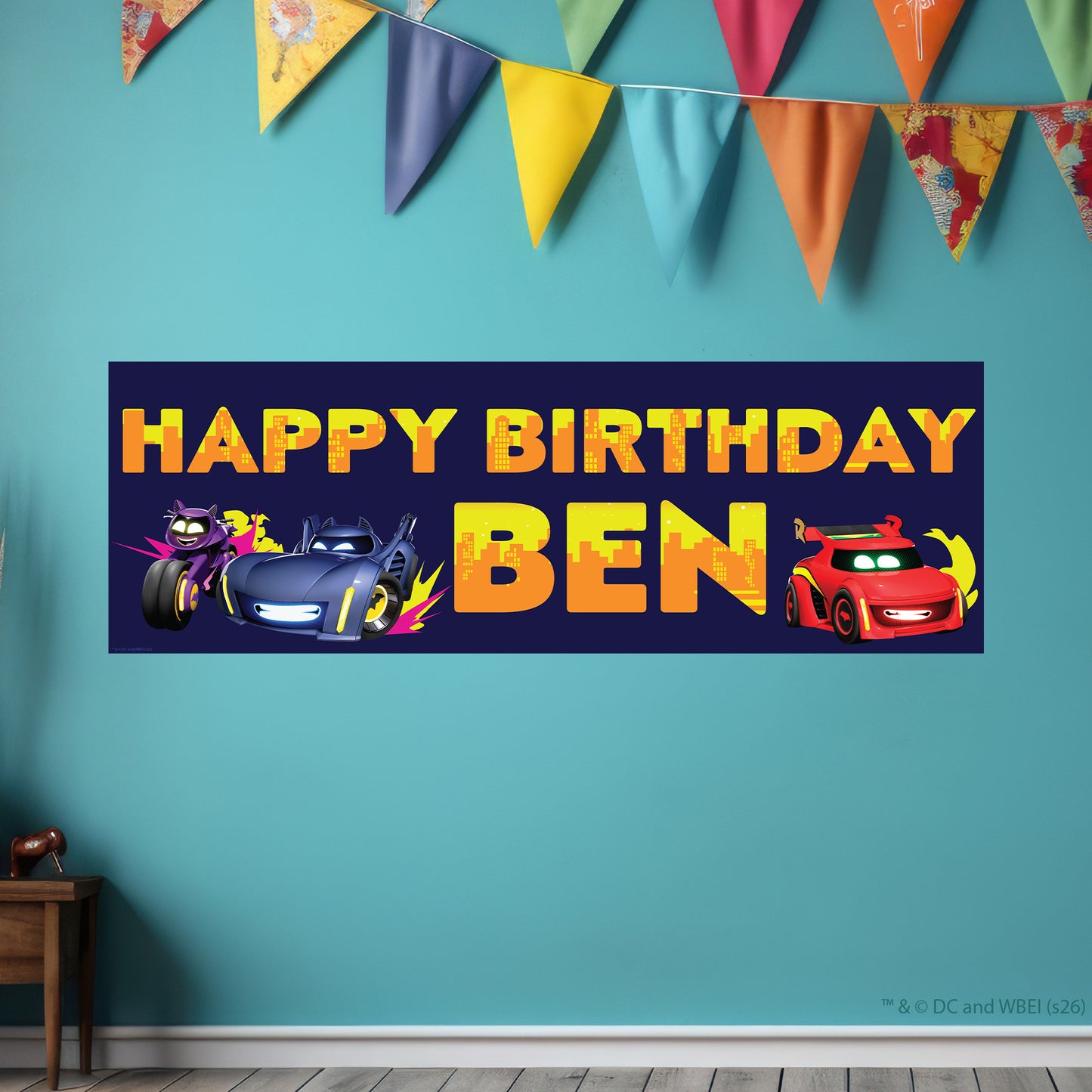 Batwheels™  Birthday - Orange Gotham City Text  Personalised Name Banner Wall Sticker