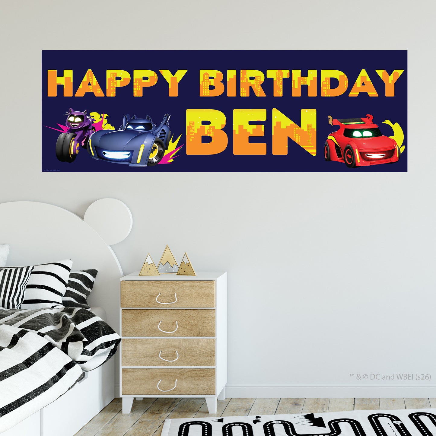 Batwheels™  Birthday - Orange Gotham City Text  Personalised Name Banner Wall Sticker