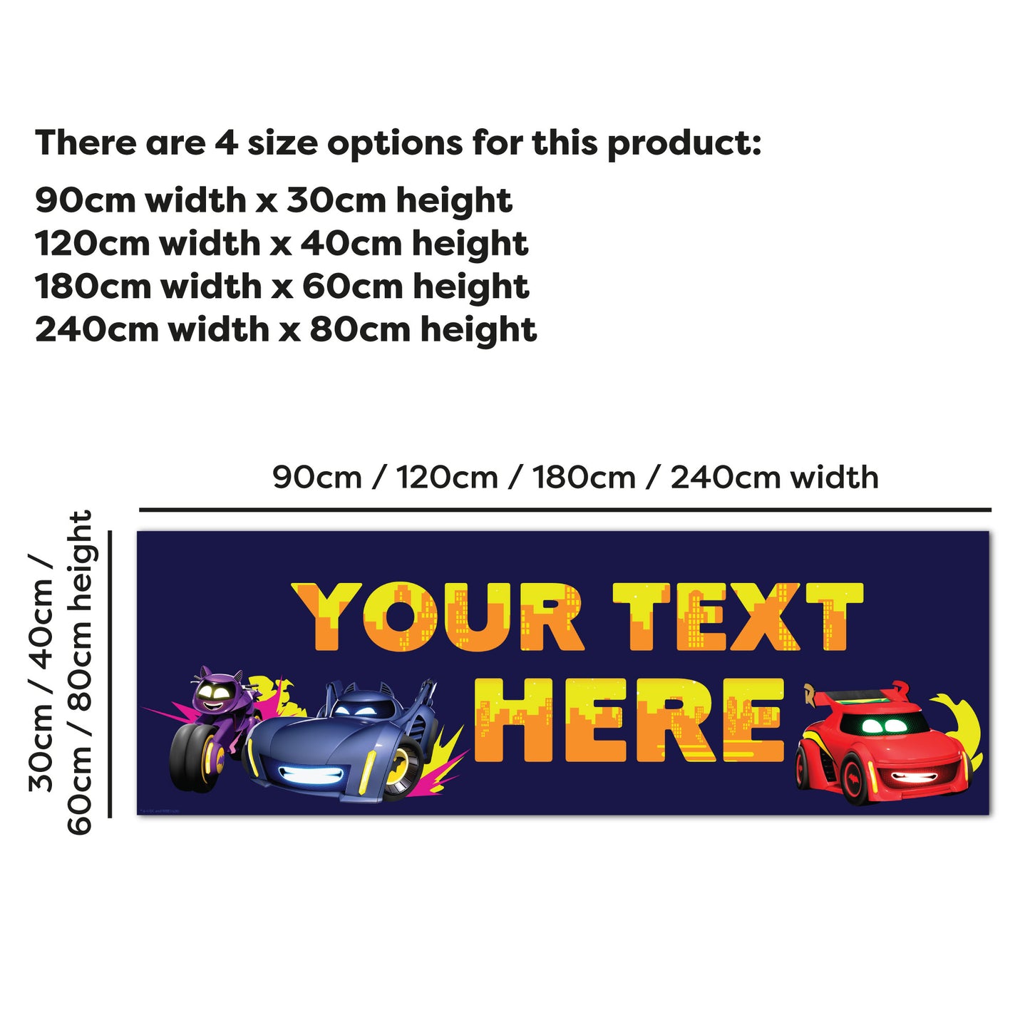 Batwheels™  Birthday - Orange Gotham City Text  Personalised Name Banner Wall Sticker