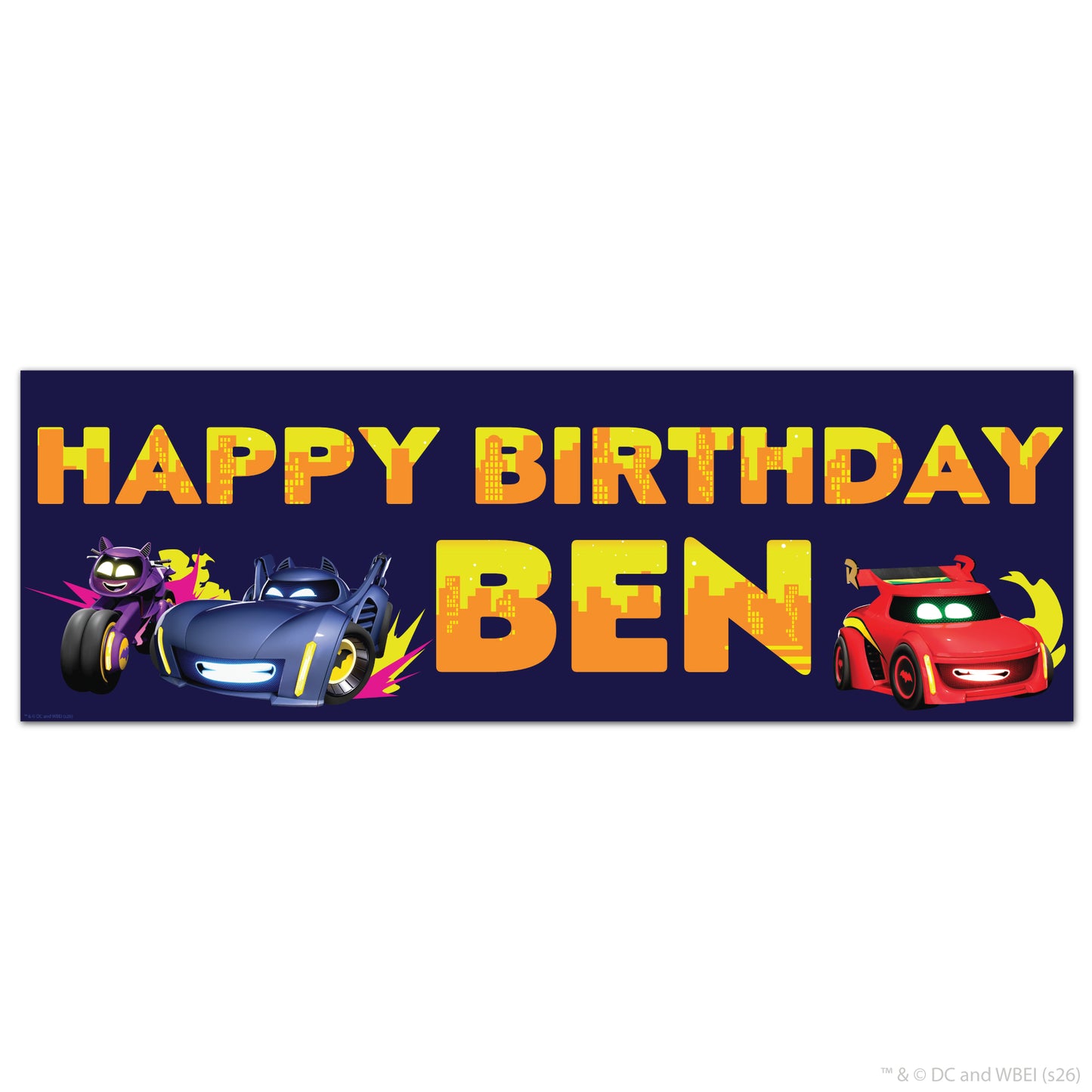 Batwheels™  Birthday - Orange Gotham City Text  Personalised Name Banner Wall Sticker