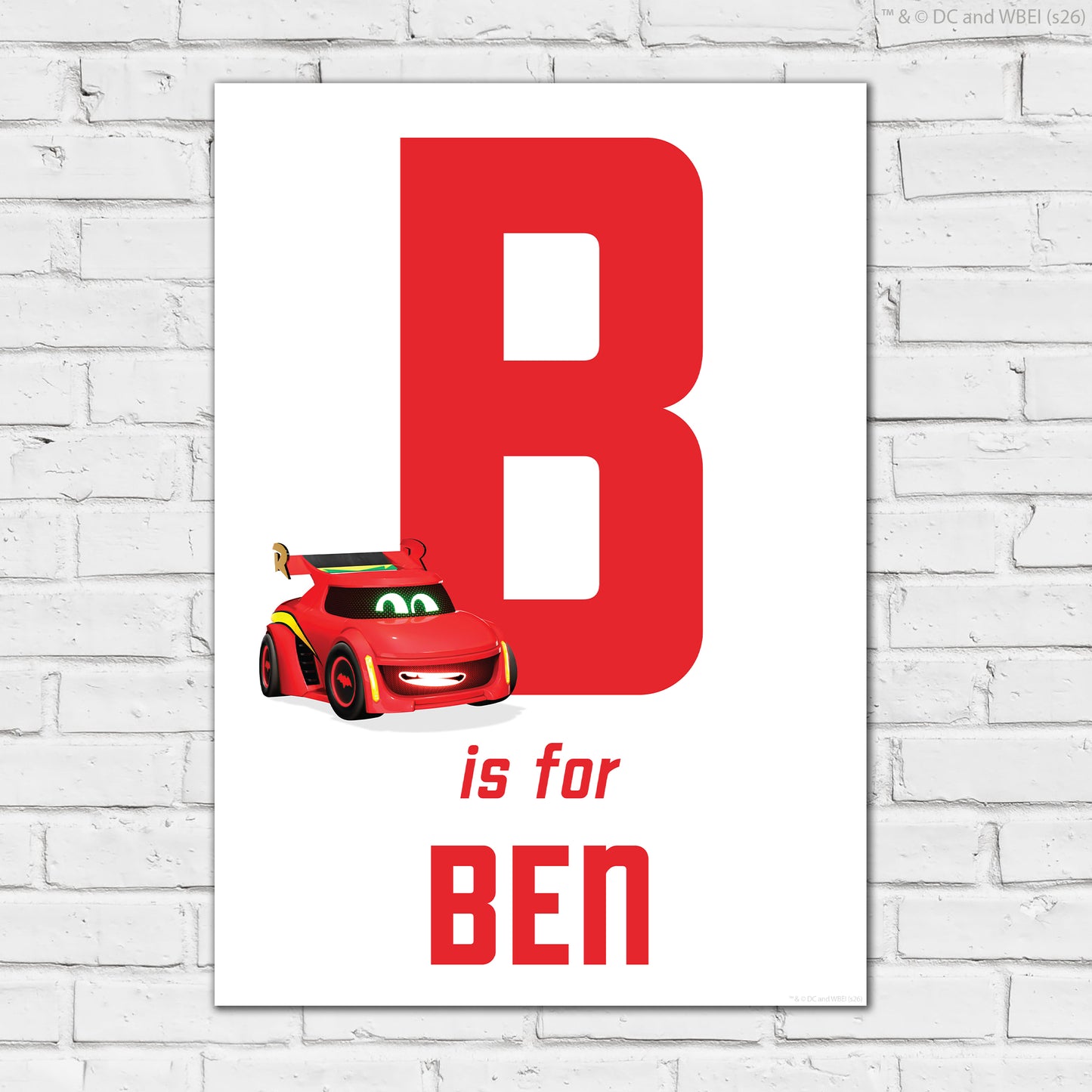 Batwheels™ Print - Redbird Personalised Name And Letter Poster Wall Art