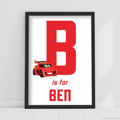 Batwheels™ Print - Redbird Personalised Name And Letter Poster Wall Art