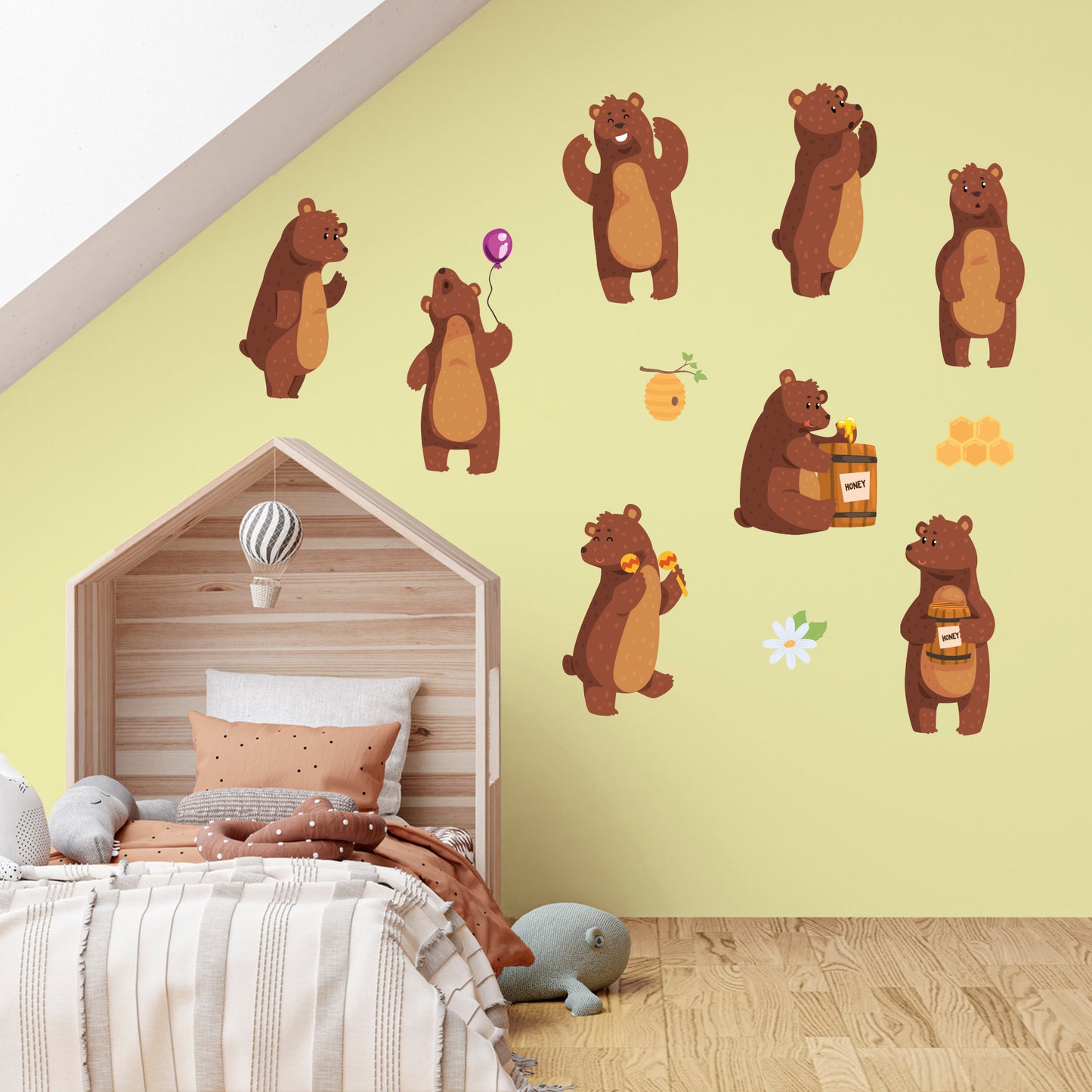 Animal Wall Sticker - Funny Bear Poses Wall Art