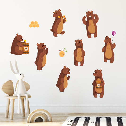 Animal Wall Sticker - Funny Bear Poses Wall Art