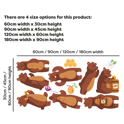Animal Wall Sticker - Funny Bear Poses Wall Art