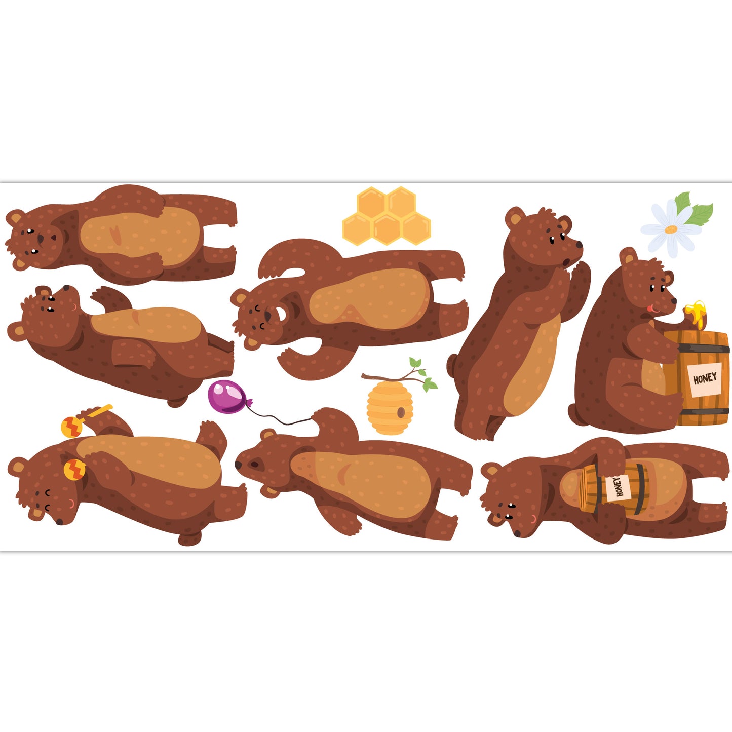 Animal Wall Sticker - Funny Bear Poses Wall Art