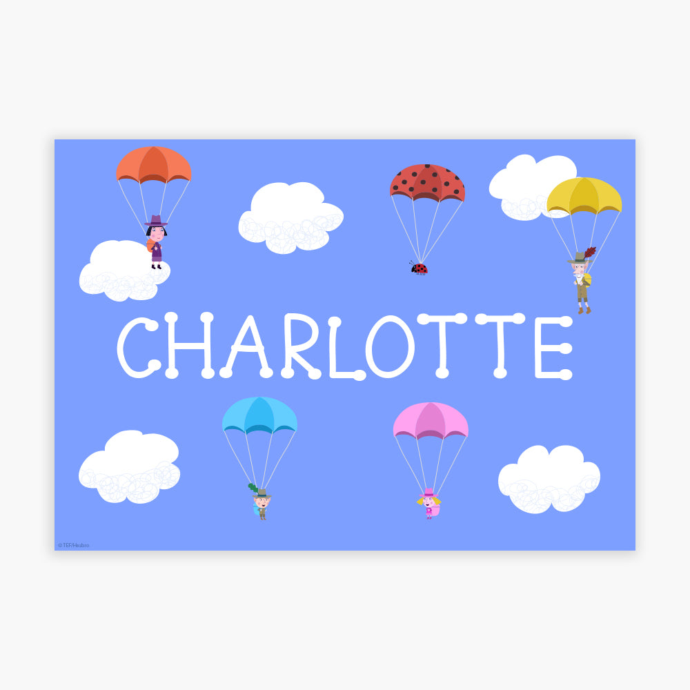 Ben And Holly Print - Explorer Parachuting Personalised Poster Wall Art