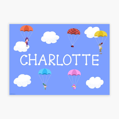 Ben And Holly Print - Explorer Parachuting Personalised Poster Wall Art