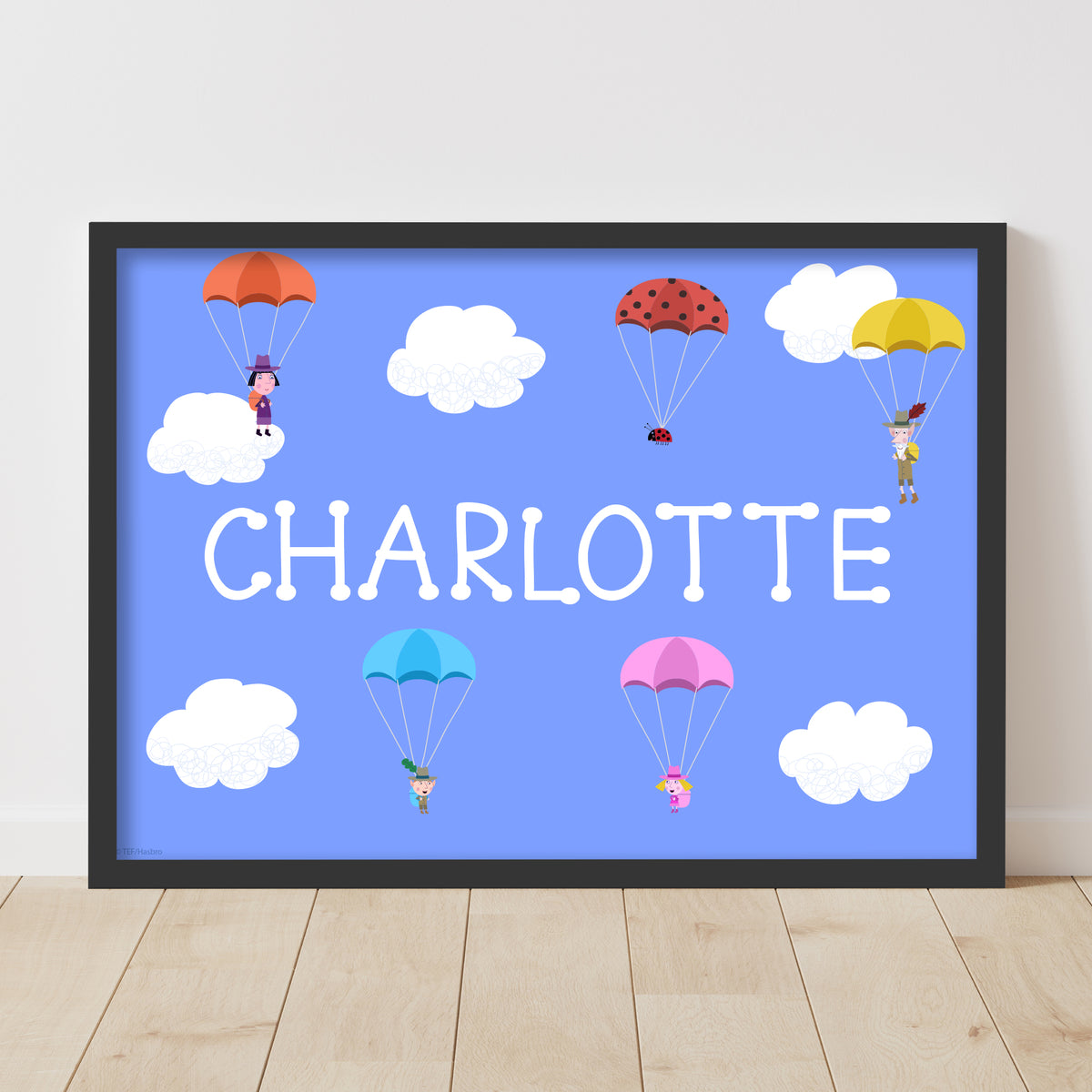 Ben And Holly Print - Explorer Parachuting Personalised Poster Wall Art