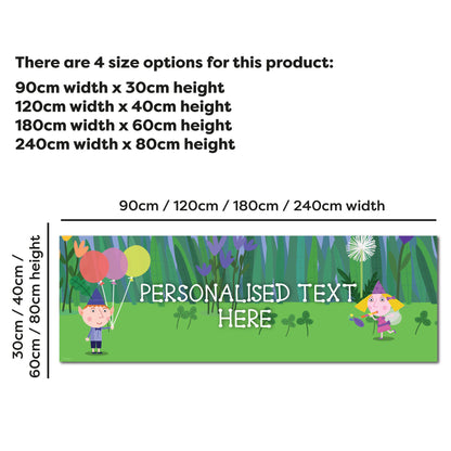 Ben And Holly Birthday - Ben And Holly Grass Scene Personalised Banner Wall Sticker
