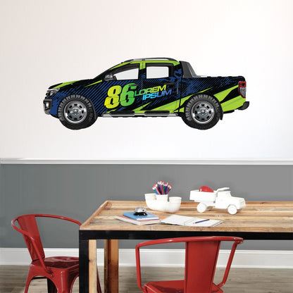 Car Wall Sticker - Blue Sports Truck Decal Wall Art