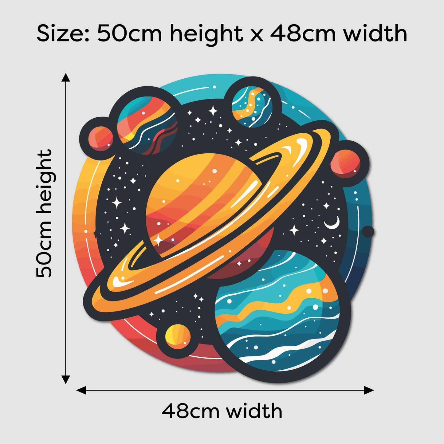 Bold Planets In Circle LED Backlit Wallpop