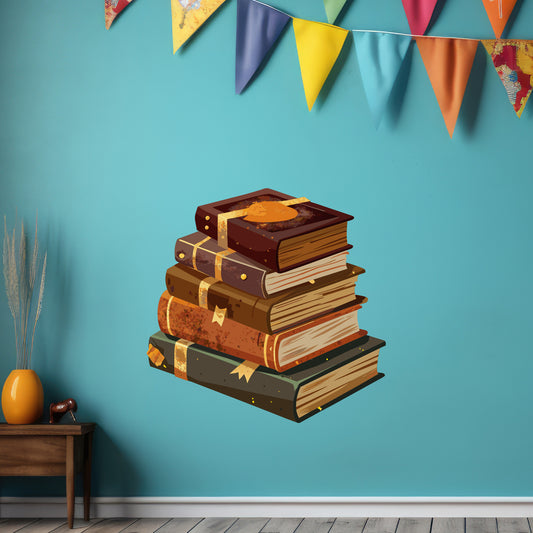 Dining Room Wall Sticker - Books Stacked Decal Wall Art