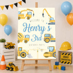 Boys Birthday Sign - Construction Vehicles Personalised Foamex Board