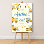 Boys Birthday Sign - Construction Vehicles Personalised Foamex Board