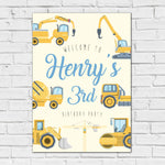 Boys Birthday Sign - Construction Vehicles Personalised Foamex Board