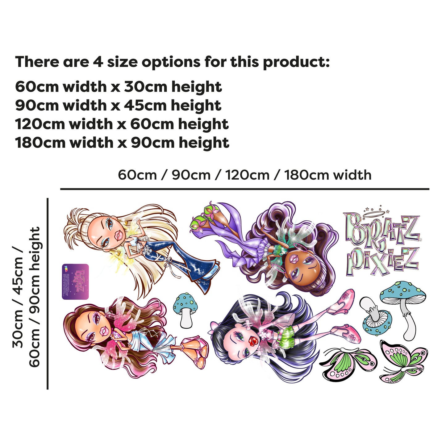 Bratz Wall Sticker - Pixiez 4 Dolls Decal Set Wall Art