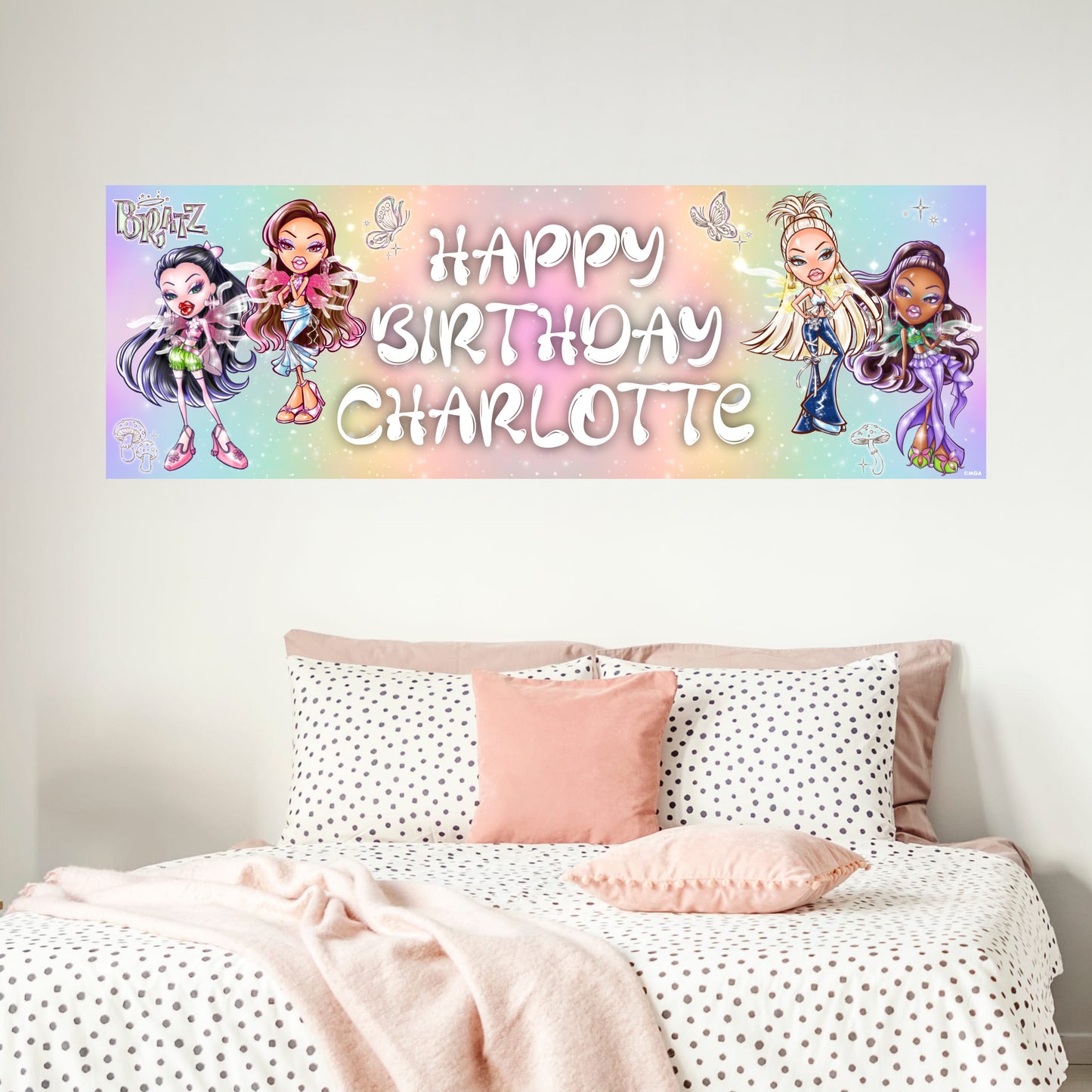 Bratz Birthday - Pixiez Group Personalised Name Banner Wall Sticker