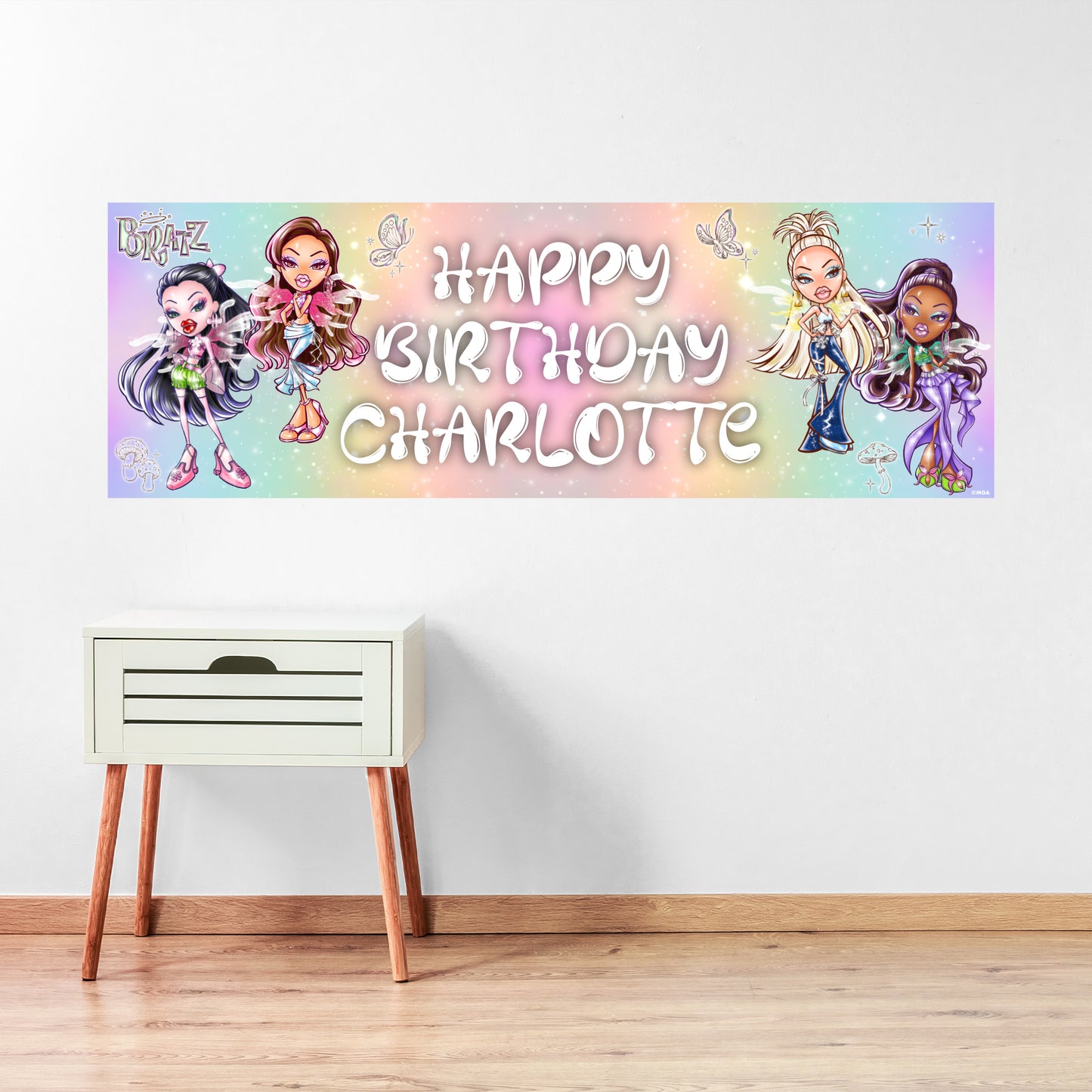 Bratz Birthday - Pixiez Group Personalised Name Banner Wall Sticker