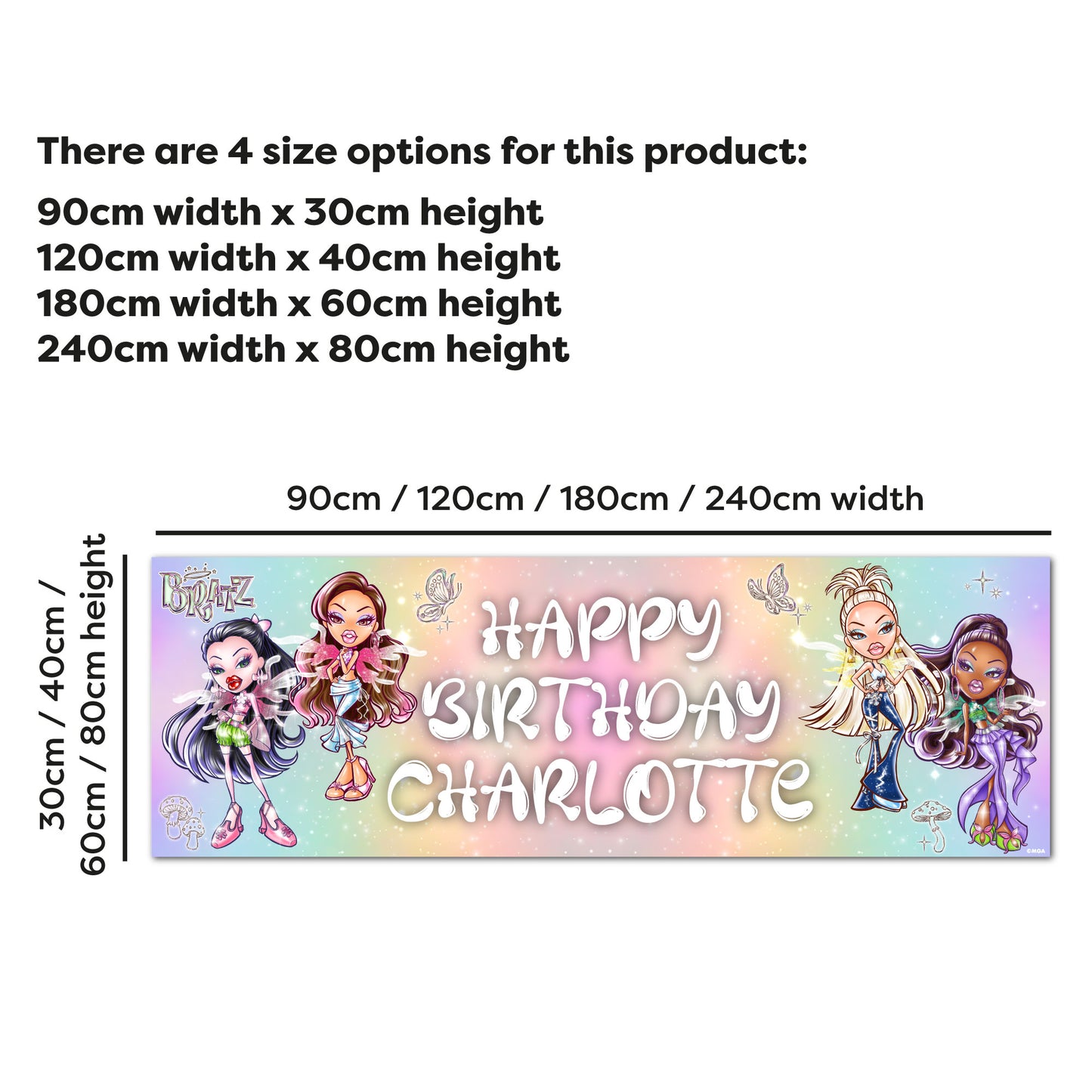 Bratz Birthday - Pixiez Group Personalised Name Banner Wall Sticker