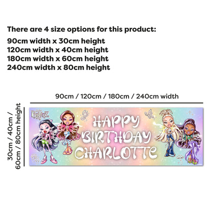 Bratz Birthday - Pixiez Group Personalised Name Banner Wall Sticker