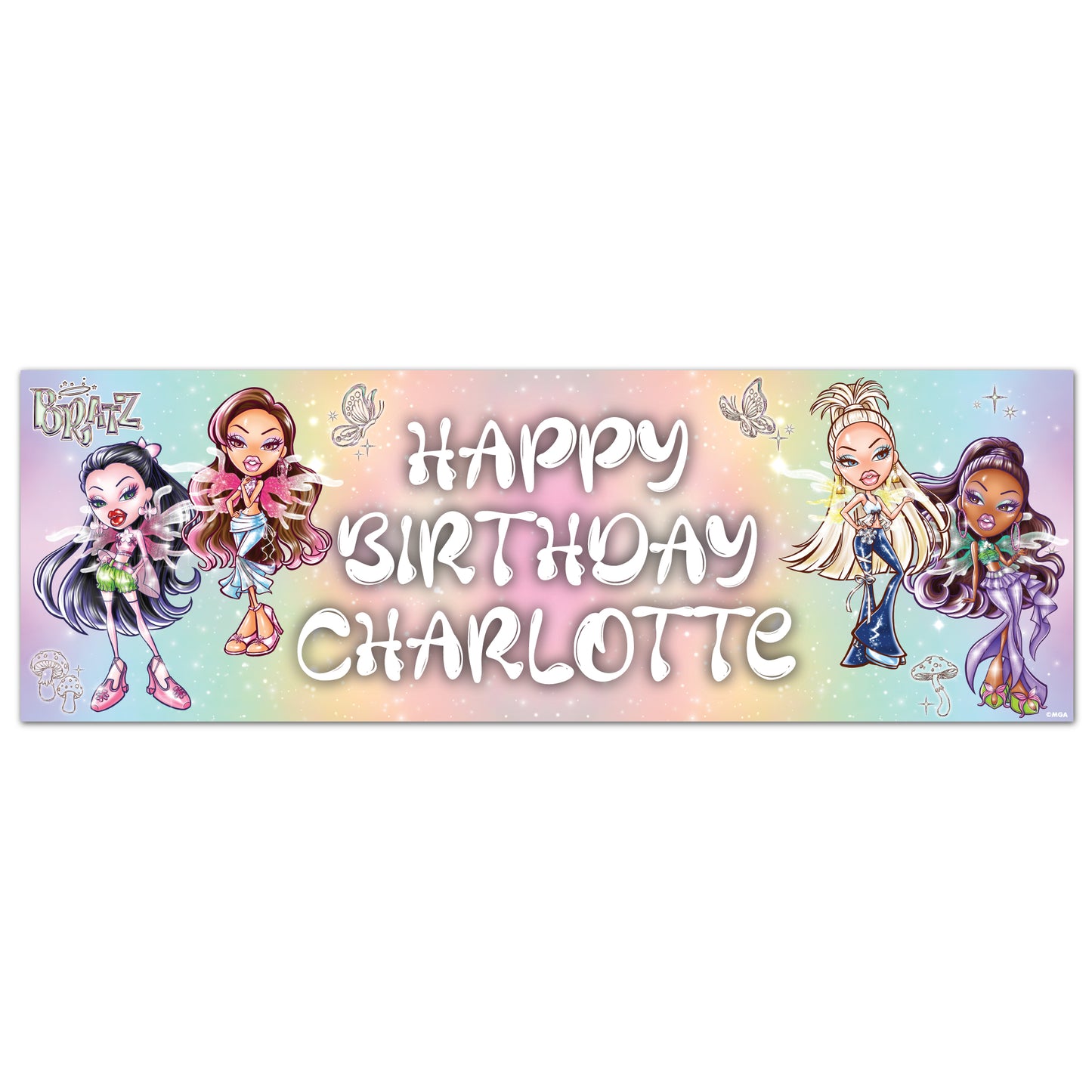 Bratz Birthday - Pixiez Group Personalised Name Banner Wall Sticker