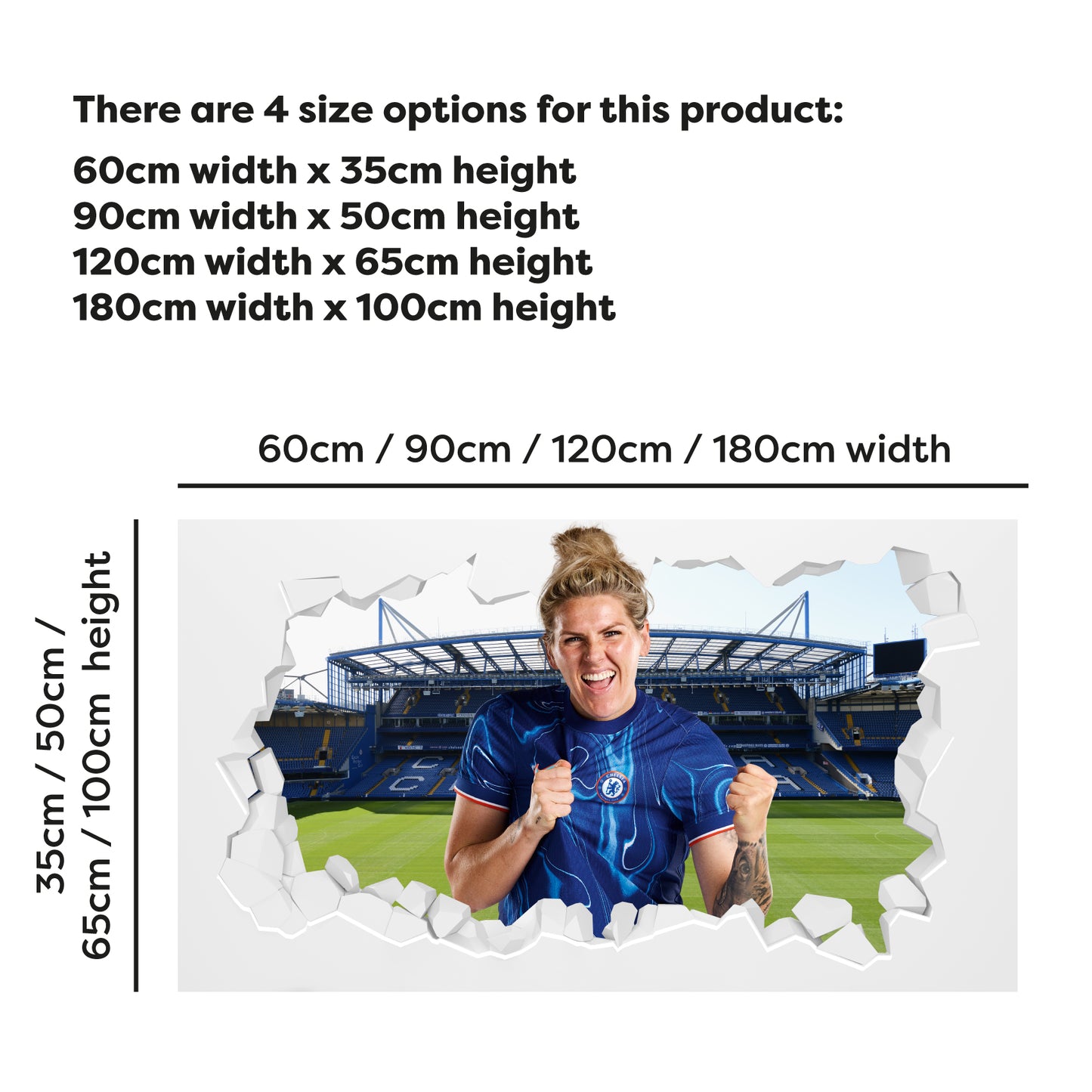 Chelsea Football Club - Millie Bright 24/25 Broken Wall Sticker