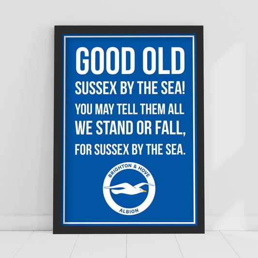 Brighton and Hove Albion FC Print - Good Old Sussex By The Sea Song Poster