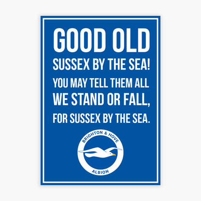Brighton and Hove Albion FC Print - Good Old Sussex By The Sea Song Poster