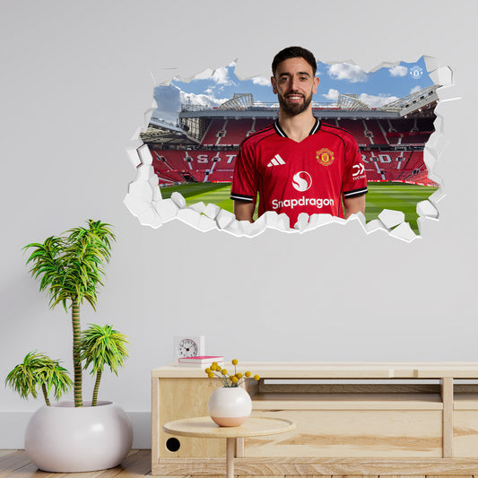 Manchester United FC Wall Sticker - Bruno Fernandes 25/26 Broken Wall Decal