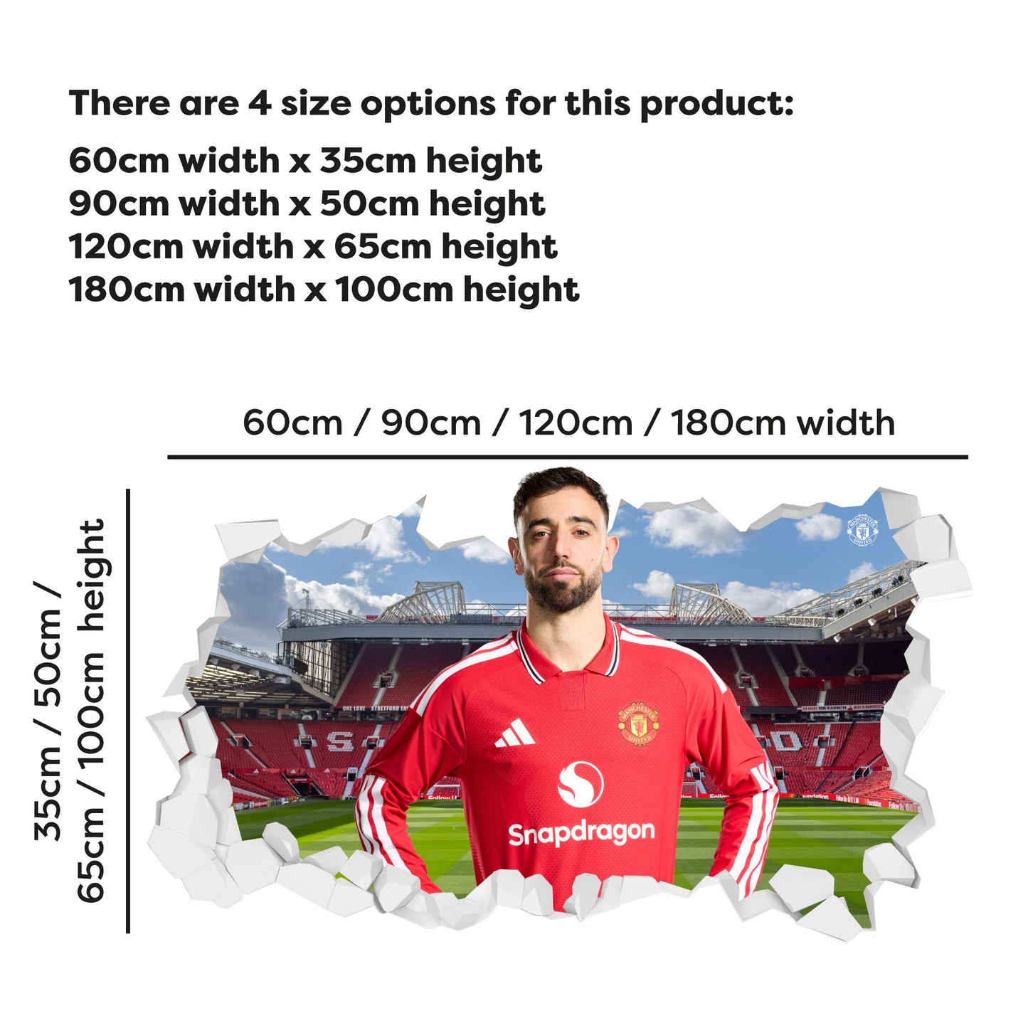 Manchester United FC Wall Sticker - Bruno Fernandes 26/27 Broken Wall Decal