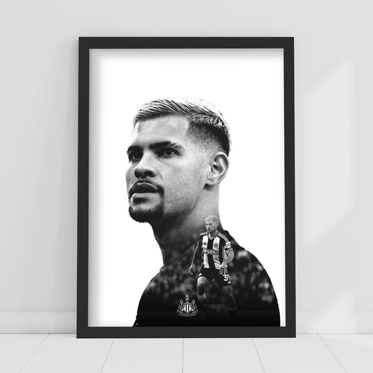 Newcastle United Bruno G Black and White Portrait Print