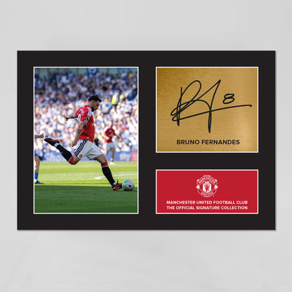 Manchester United Signature Collection Mounted Print – Bruno Fernandes Replica Signed Photo