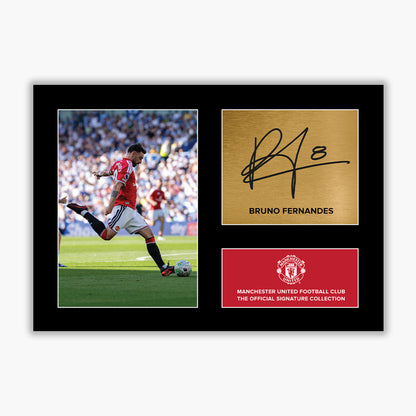 Manchester United Signature Collection Mounted Print – Bruno Fernandes Replica Signed Photo